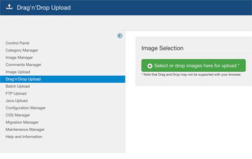 Drag and drop interface used in Joomla